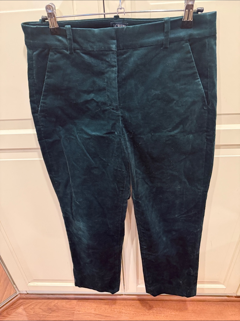 J. Crew Women's Kallie Green Velvet Ankle Pants